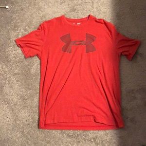 Red Under Armour shirt.